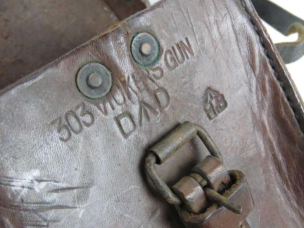 A WWII Australian Military Vickers .303 spares pouch dated 1944. Together with a leather Vickers . - Image 3 of 5