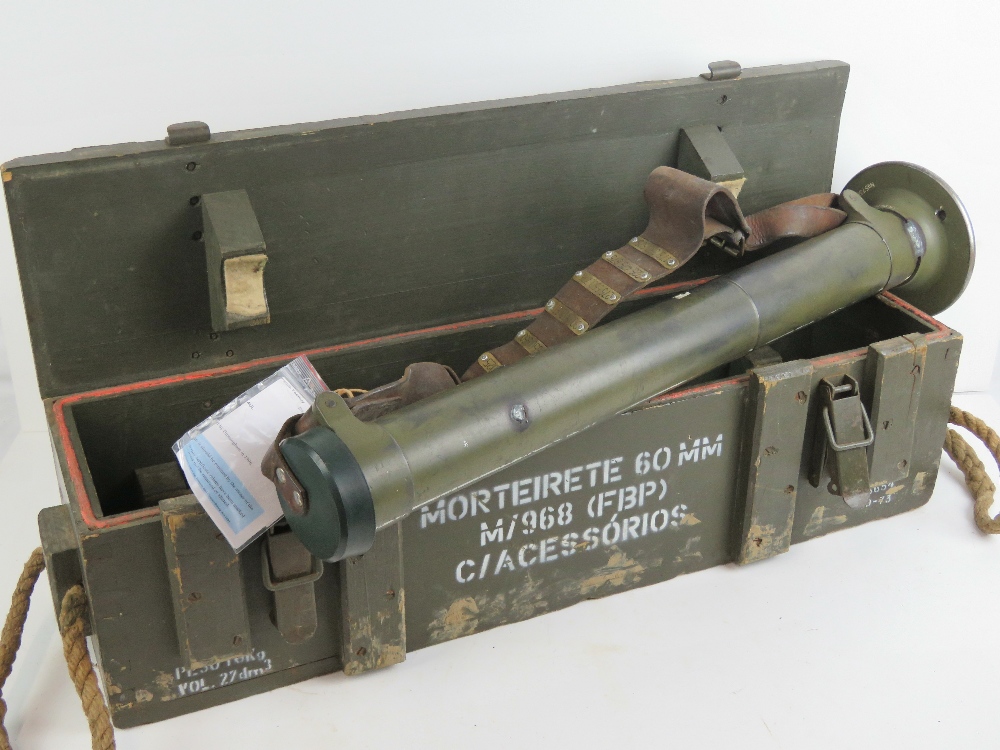 A deactivated (EU Spec) Portuguese FBP M968 60mm mortar complete with chest, end caps, - Image 2 of 5