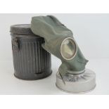 A WWII German Luftschutz gas mask made by the Weirmach,