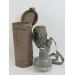 A post WWII German Gas Mask GM30, canister the industrial version.