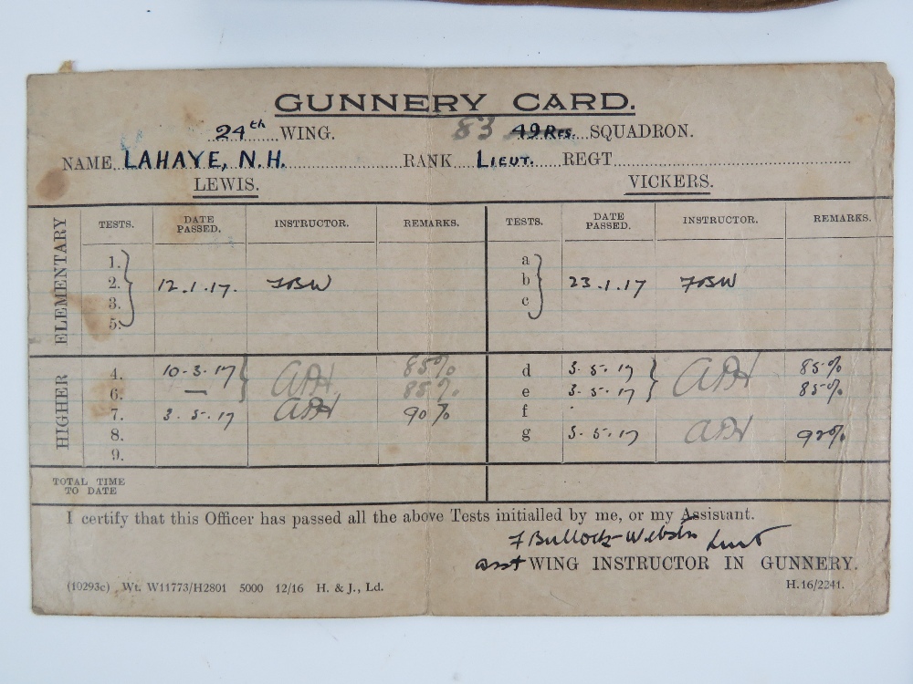 A quantity of interesting WWI ephemera for Lt NH Lahaye comprising; - Image 4 of 10