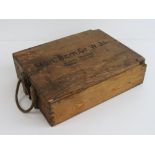 A WWII German 8cm mortar wooden box with markings upon.