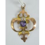 A 9ct gold art nouveau pendant of floral