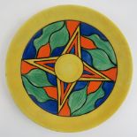 A single Clarice Cliff Bizarre pattern plate, 23cm dia.