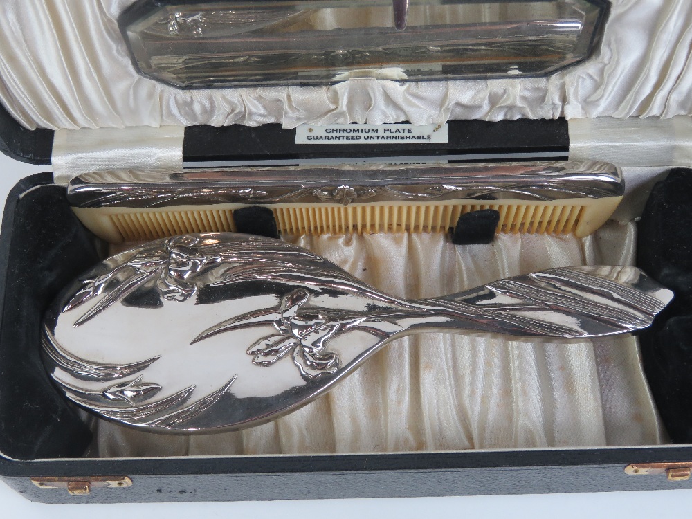 A quantity of assorted silver plated items including brush and comb in box, three trays, - Image 2 of 3