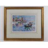 Watercolour; 'Rowing across the harbour' by Frank Southgate RBA (1872-1916), signed lower left,