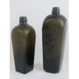 Two 19th century square shaped tapering 'gin' bottles,