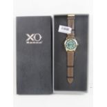 An XO retro vintage 1940 military style wristwatch having green dial with subsidiary seconds dial