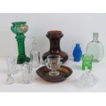 A quantity of assorted glassware including vases, smoked glass ashtrays,