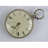 A HM silver open face fusee pocket watch marked patent lever to the key wind fusee movement,