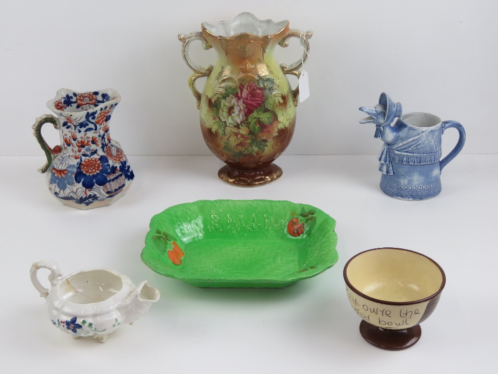 A quantity of assorted ceramic ware including Masons Ironstone jug, Fieldings Crown Devon plate,