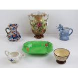 A quantity of assorted ceramic ware including Masons Ironstone jug, Fieldings Crown Devon plate,