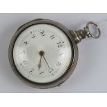 A George III HM silver pair cased verge fusee pocket watch having Edward Garland Rugby key wind