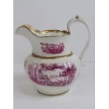 A delightful creamware and transfer printed jug decorated with rural scenes upon,