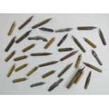A quantity of around thirty-six assorted pen nibs by Drake, Hughes, Parry & Co, etc.
