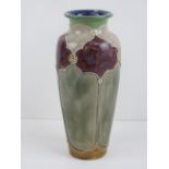 An art nouveau Royal Doulton shoulder vase standing 25cm high, impressed back stamp.