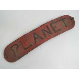 Railwayana; a cast brass locomotive nameplate 'Planet', 61cm in length, 13cm high,