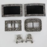 A pair of cut steel shoe buckles, a single cut steel shoe buckle, a paste shoe buckle,