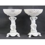 A pair of Creamware Charles Pillivuyt French figural table centrepieces,