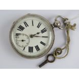 A HM silver open face fusee pocket watch having R Davies Blaenau Festiniog key wind fusee movement