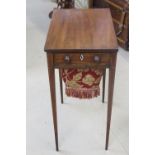 A delightful 19th century mahogany sewing table, single drawer with sliding sewing basket under,