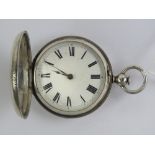 A HM silver full hunter fusee pocket watch having 'Improved Patent English Lever 1880' key wind