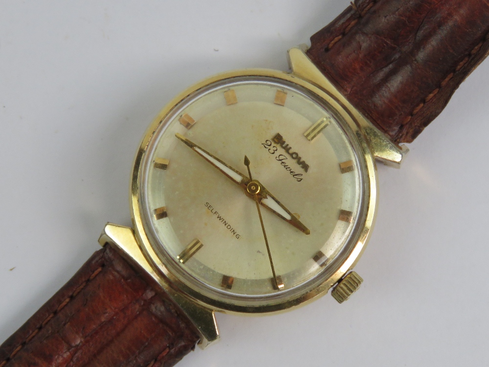 A vintage Bulova automatic wristwatch having 10ct rolled gold case,