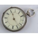 A HM silver open face fusee pocket watch having Max Cohen Cheetham Manchester key wind fusee