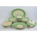 A large Clarice Cliff dinner service comprising four graduated meat plates,