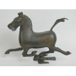 A 20th century Oriental bronze stylised horse figurine, 15cm in length.