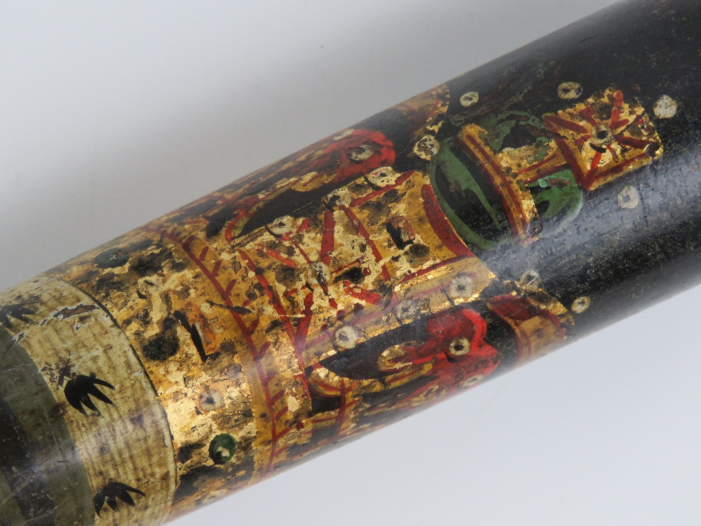 A Victorian truncheon having black ground painted crown with VR cypher, beehive handle, - Image 4 of 5