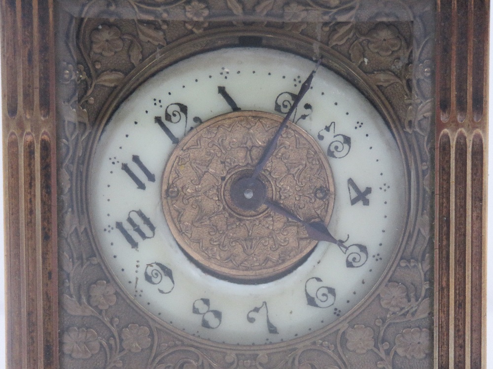 A 19th century five glass brass carriage clock having enamel dial with Arabic numerals, - Image 2 of 4