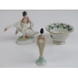 Three items of Hungarian hand painted Herend ceramics including a stylised figurine, 7.
