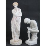 A Classical style statute in the form of pensive standing lady of Romanesque appearance, 37cm high.