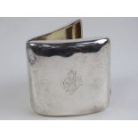 A HM silver cigarette case of square form having 'SC' monogram engraved to front,