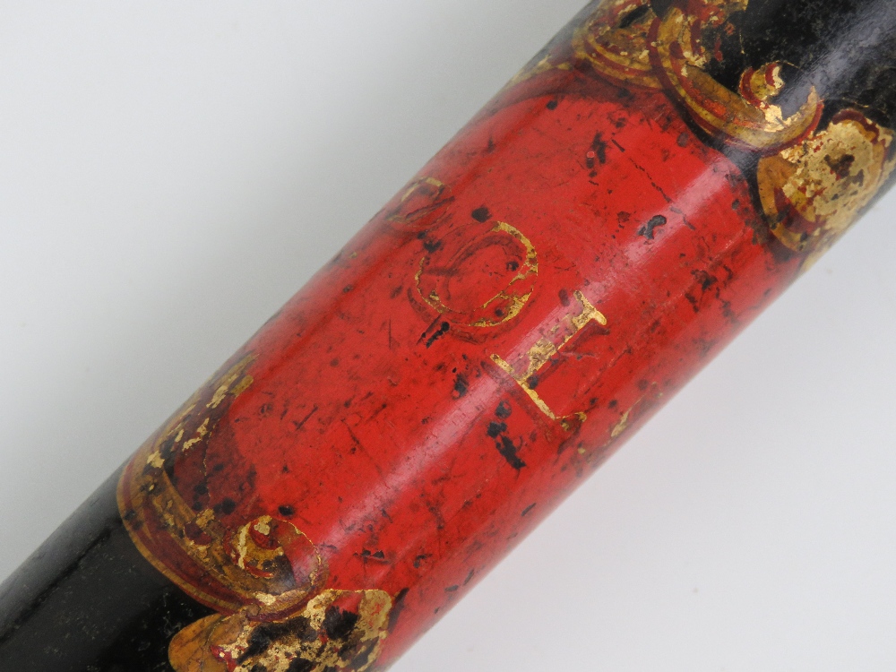 A Victorian truncheon having black ground painted crown with VR cypher, beehive handle, - Image 5 of 5