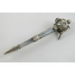 A Scottish hardstone brooch in the form of a Scottish Backsword, white metal fittings,