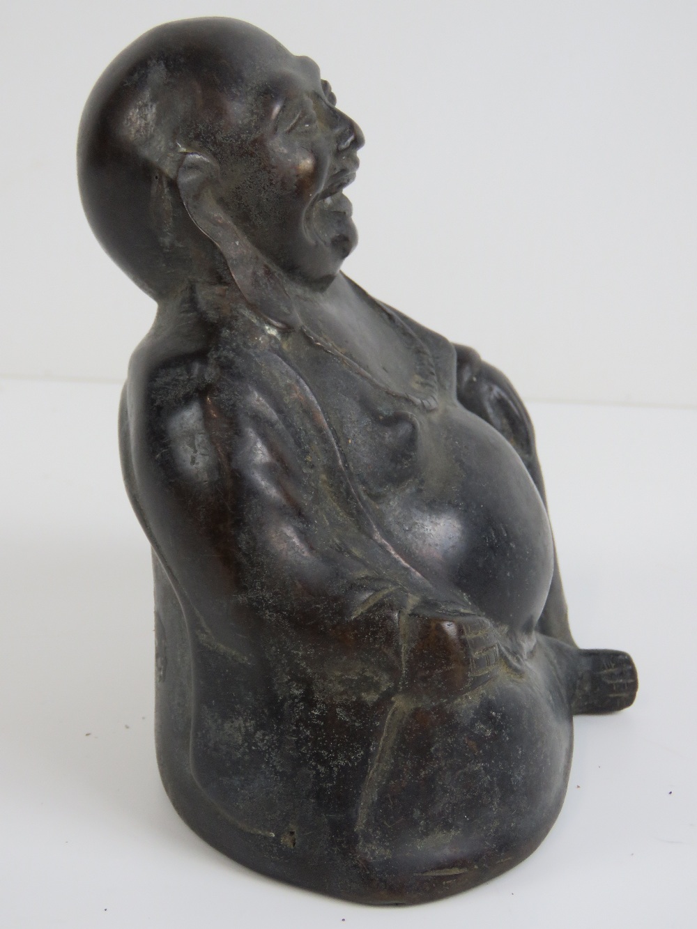 A 19th century bronze seated Buddha figurine, 1.42kg, 13cm high. - Image 2 of 3