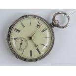 A HM silver open face fusee pocket watch having key wind fusee movement numbered 5111,