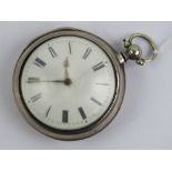 A George III HM silver verge fusee pair cased pocket watch having James Bucknell Crediton key wind