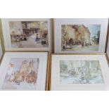 Four William Russell Flint prints.