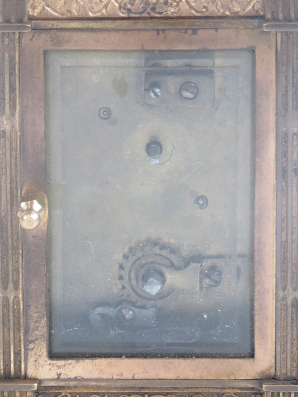 A 19th century five glass brass carriage clock having enamel dial with Arabic numerals, - Image 4 of 4