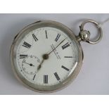 A HM silver fusee pocket watch having open face with white enamel dial (a/f) marked Knight & Son