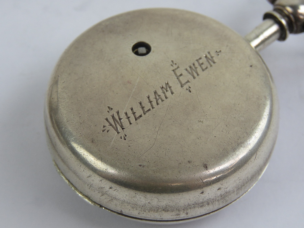 A HM silver fusee pair cased pocket watch having James Davidson 'New Deer' key wind fusee movement - Image 3 of 6