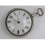 A George III HM silver verge fusee pair cased pocket watch having Thomas Robinson London key wind