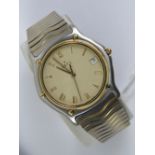 A gents Ebel 18ct gold and stainless steel Sportwave wristwatch having cream dial with yellow metal