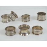 A quantity of assorted HM silver napkin rings, various makers and dates.