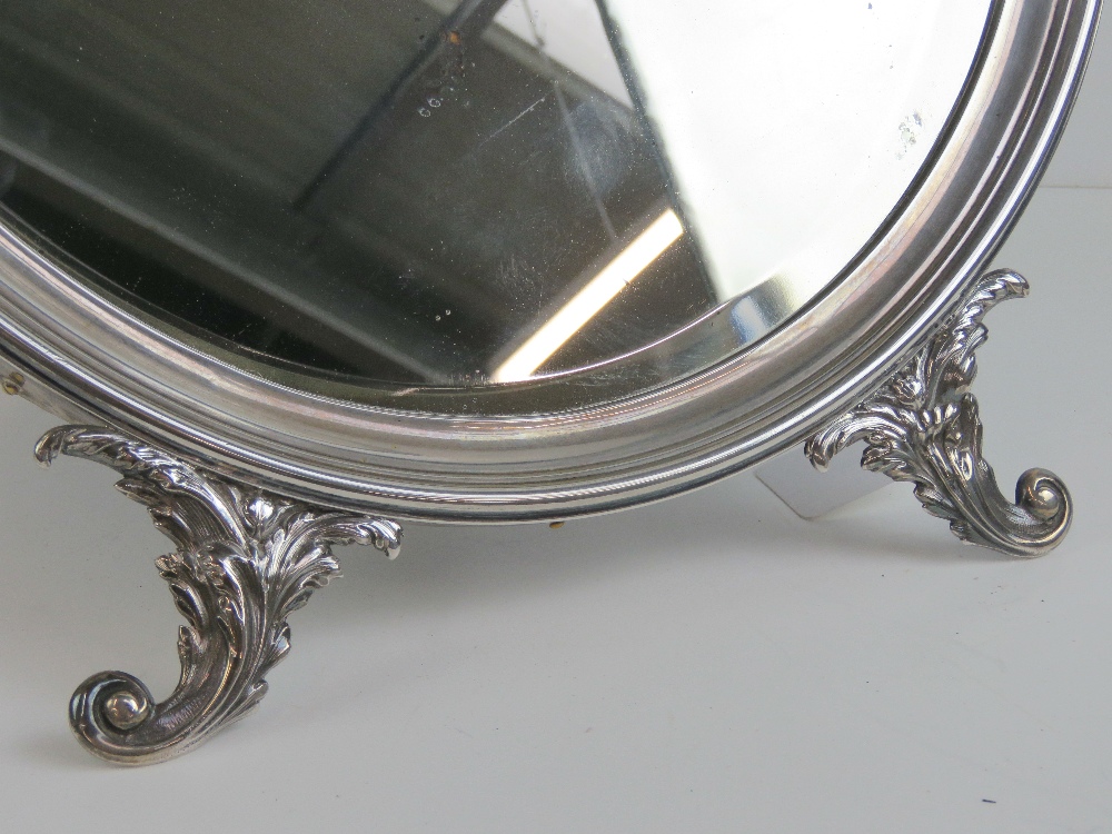 An impressive HM silver (hallmarks worn) freestanding oval easel table mirror having bevelled edge - Image 4 of 8