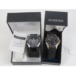 Two boxed Sekonda watches with boxes and instructions, one with leather strap,