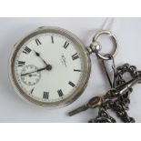 A HM silver Waltham pocket watch having open face with white enamel dial marked Waltham USA,